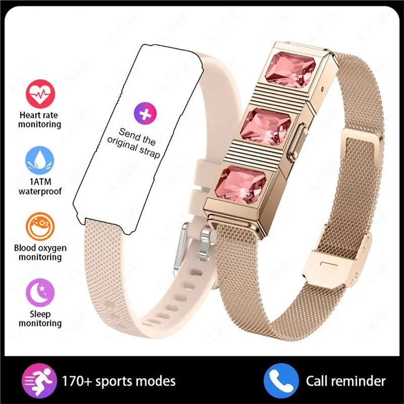 Hot-Smart Bracelet With 2 Bands, 24/7 Heart Rate/Blood Oxygen/HRV/Sleep Monitor,With Message/Call Reminder Black Vue