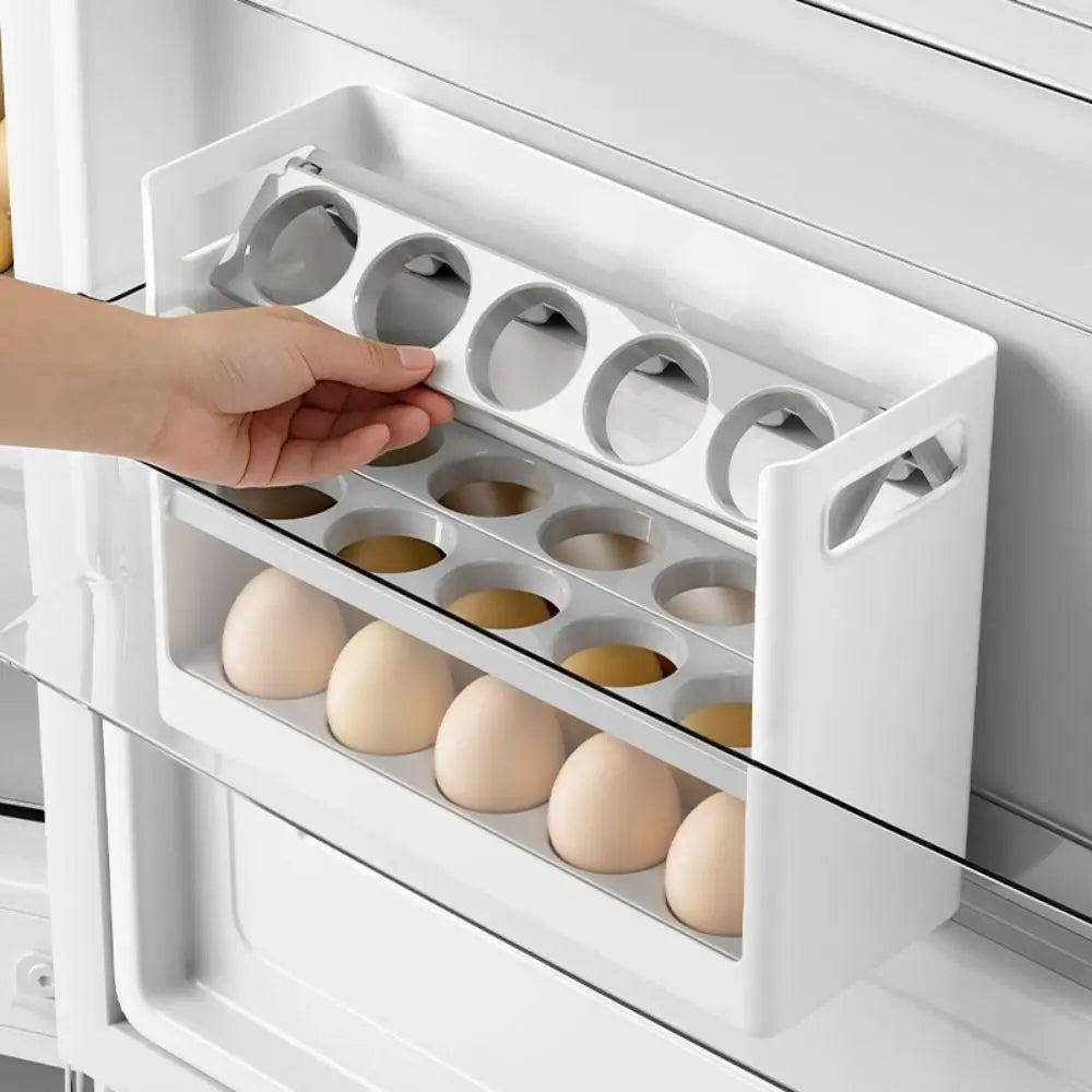 30 Grids 3 Tiers Egg Storage Box Anti-drop Plastic Egg Storage Tray Large Capacity Space Saving Egg Carton Refrigerator Vue