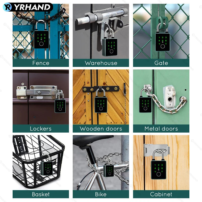 Fingerprint Lock Keyless Waterproof Tuya App Anti-Theft Smart Lock Fingerprint Padlock Intelligent Safety Electronic Door Lock Vue