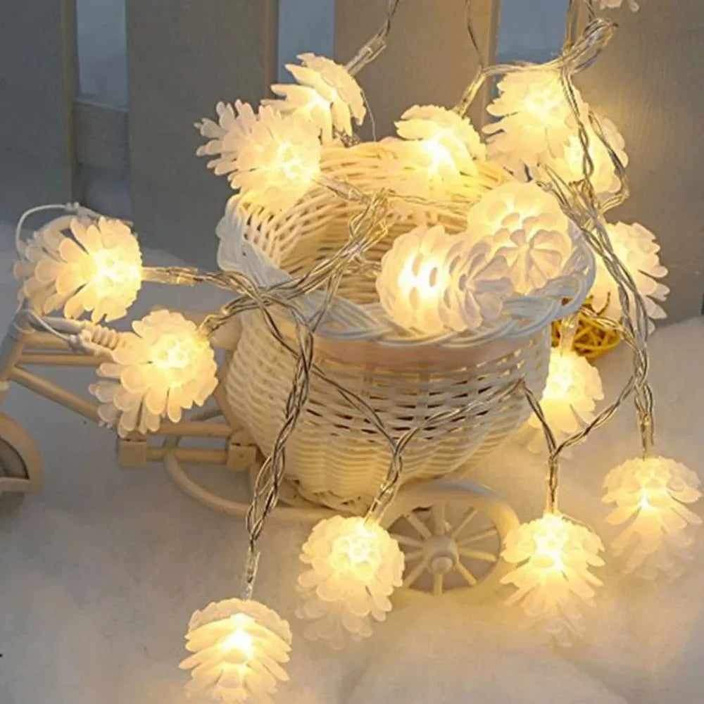 1PC 1.5/3M Battery Powered Pinecone Fairy String Lights, LED Christmas Tree Lights with Pine Cones for Living Room,Bedroom,Party Vue