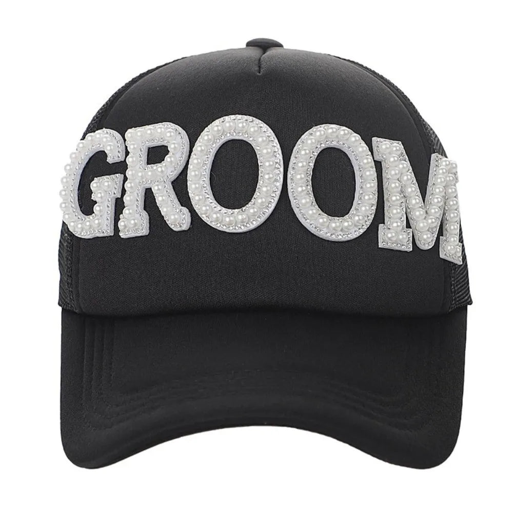 Breathable Bridal Veil Baseball Cap Romantic Solid Color Groom Hat Comfortable Adjustable Summer Baseball Cap Photo Prop Vue