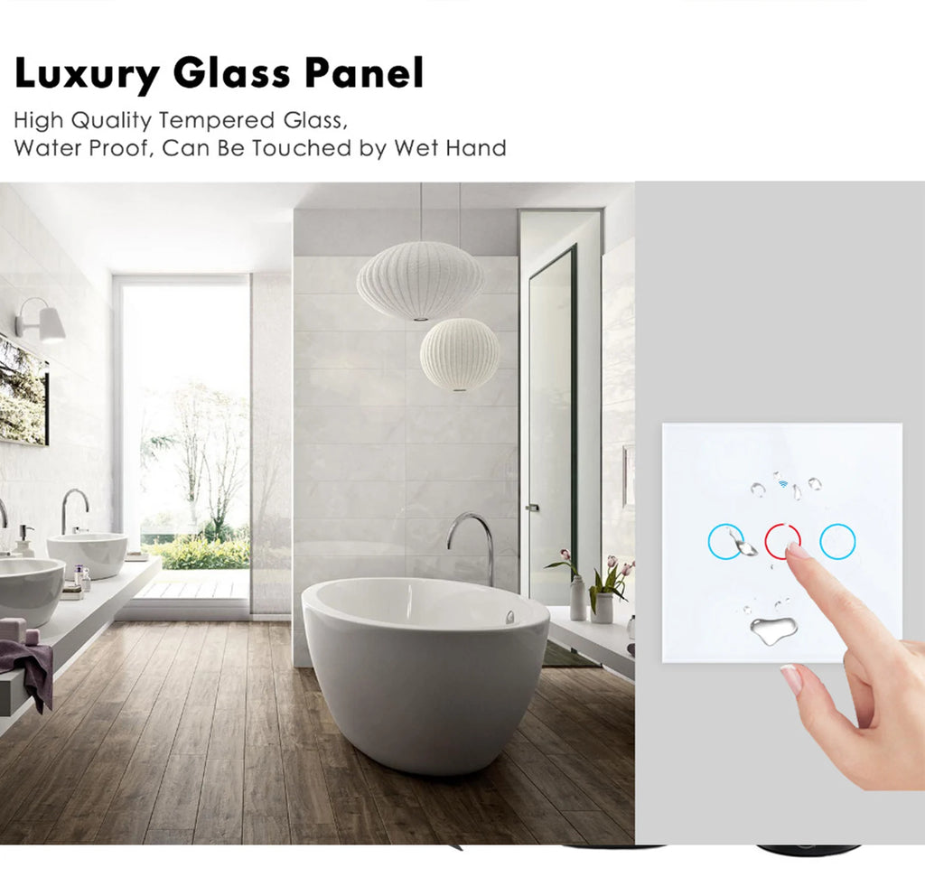 EU Smart Switch RF433 Required Neutral Wire Control Works With Tuya Alexa Google Smart Life Home LED Light WiFi Touch Switch Vue