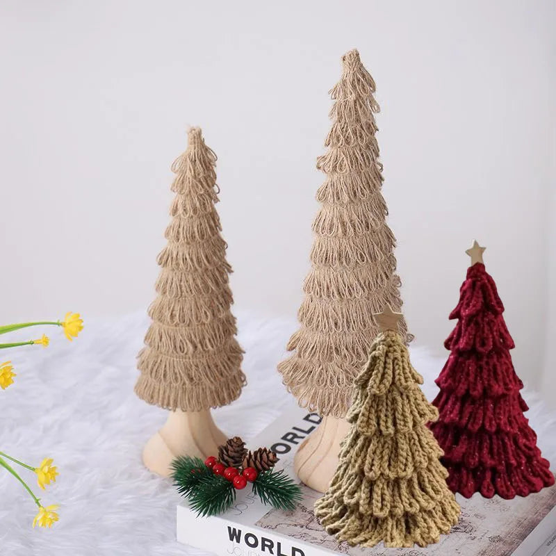 Hand Knitted Christmas Tree | Rustic Farmhouse Holiday Decor Holiday Tabletop Decor Vue