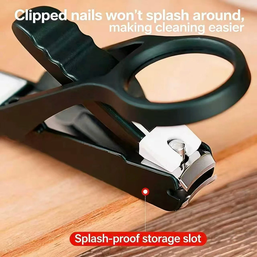 Anti-Splash Curved Nail Clippers Premium Stainless Steel Concave Nail Clipper - Ergonomic Rubber Grip Handle for Seniors Vue