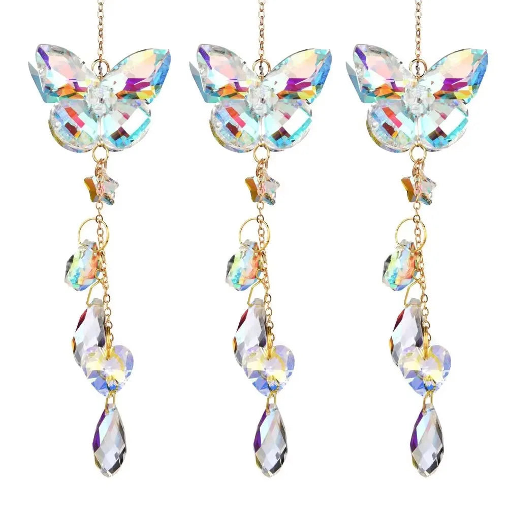 Light-catching Butterfly Prism Pendant Unique DIY Dragonfly Crystal Wind Chime Handmade Window Hanging Suncatchers Wedding Vue