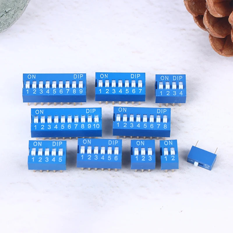10Pcs Slide Type Switch Module 1 2 3 4 5 6 7 8 10Pin DIP Switch Kit 2.54mm Toggle Switch Blue Snap Switches Vue