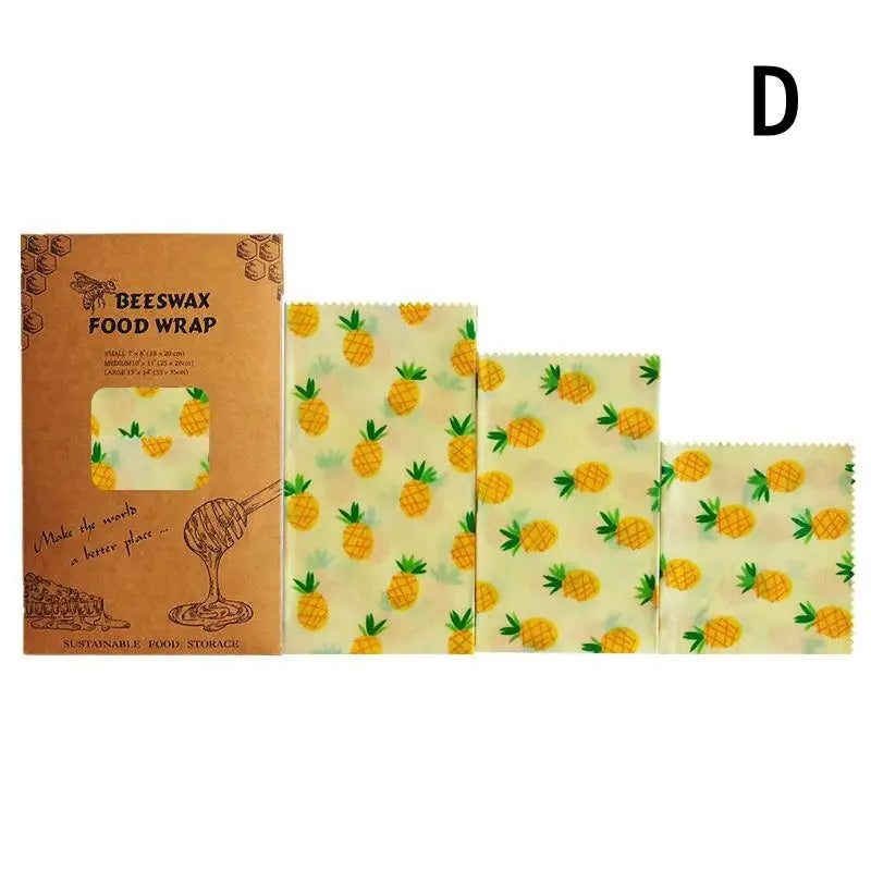 〔CC11〕Beeswax Food Wrap Eco Friendly Wrap Replacement Organic Natural Bees Wax Reusable Mixed Pattern Beeswax Wraps Bowl Cover Vue D