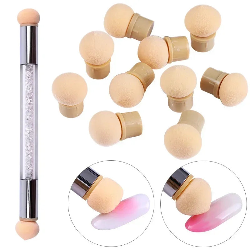 Heads Replacement Gradient Brush Sponge Tools Gel Polish Nails Art Dotting Pen For ManicureColor Glitter Powder Accessories Vue