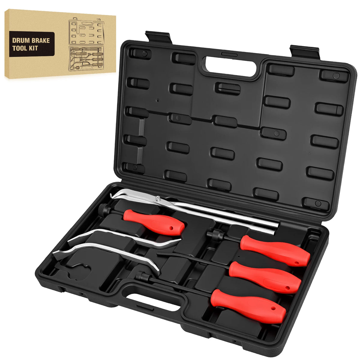 Nilight 8PCS Drum Brake Tool Kit Brake Tool Set with Drum Brake Spring Tool Installer, Remover, Compressor, Retainer, Pliers and Adjustment Spoons Set Brake Tools for Automotive Installer Remover Black Vue