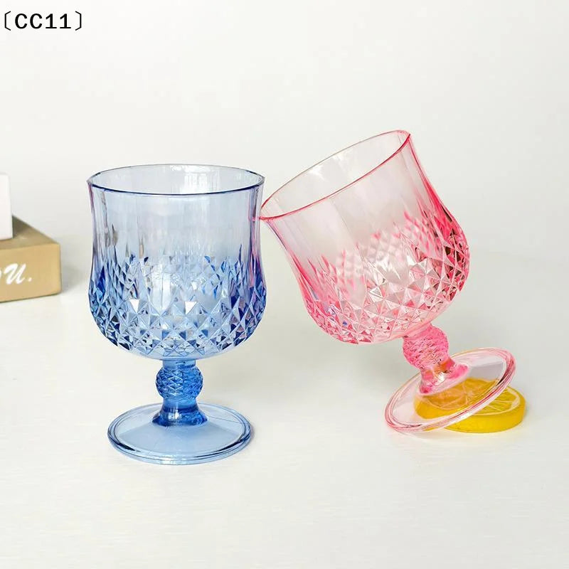 Plastic Wine Glasses Vintage Champagne Cups Cut Goblets Unbreakable