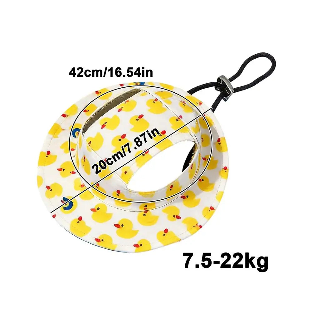 Dog Sun Hat Adjustable Duck Ear Holes Cat Bucket Visor for Small Medium Large Puppy Kitten Beach Summer Outdoor Walking Hiking Vue C