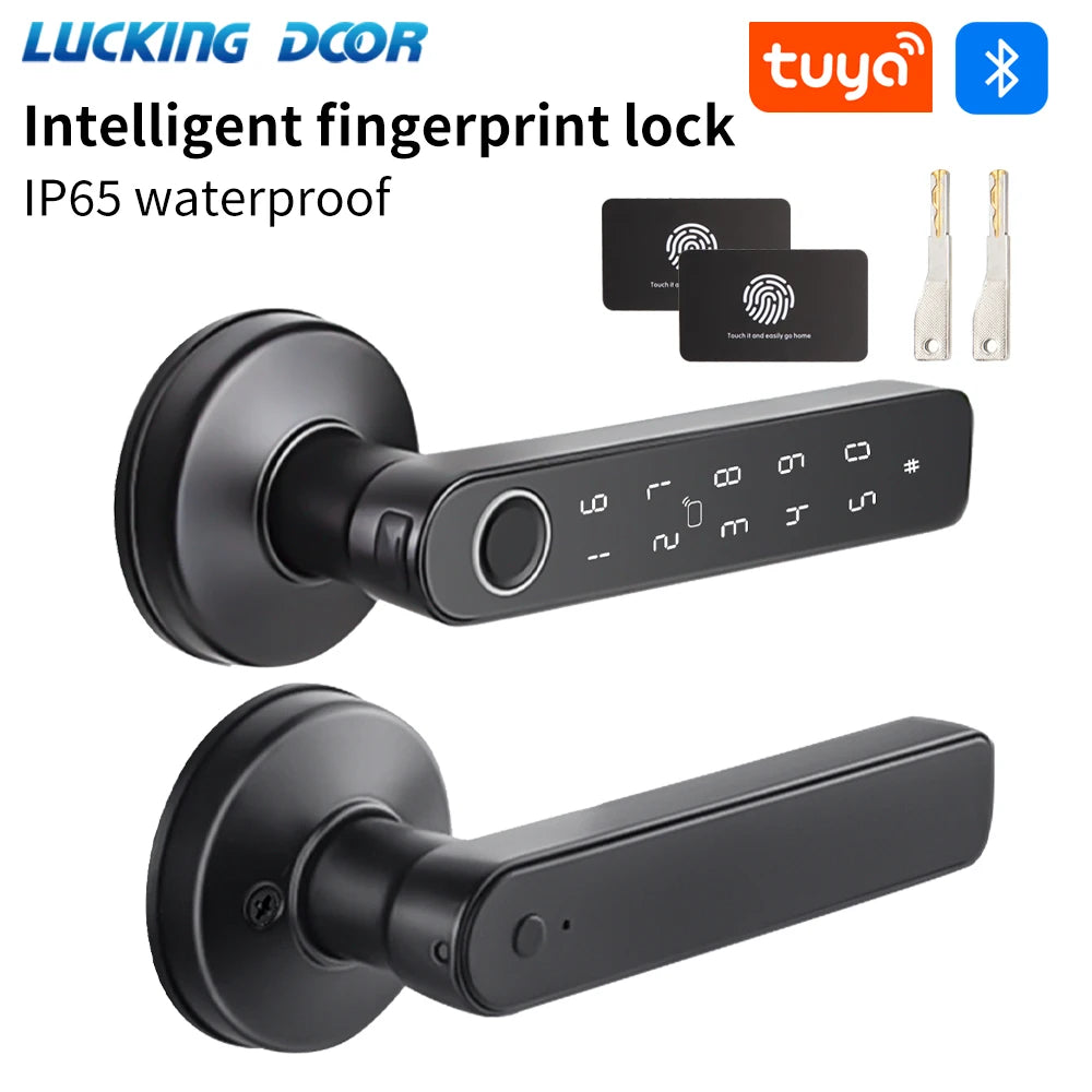 Tuya App Smart Fingerprint Door Lock knob Bluetooth Wireless Digital Door Lock Keyless Entry Door Lock Home Security Remote Lock Vue