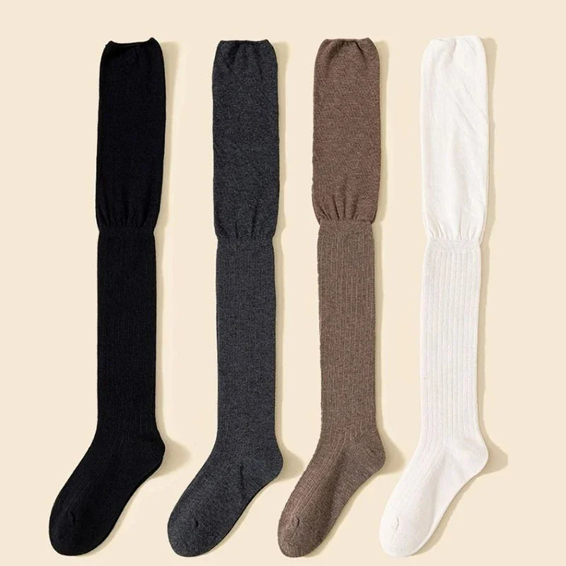 1-10Pairs Over Knee High Socks for Women Thin Solid Color Stackable Ribbed Knit Long Stockings Casual Streetwear Vue