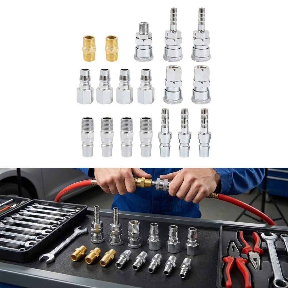18-Piece Pneumatic Quick Connect Fitting Set | Air Hose Couplings Pneumatic Fitting Set Vue