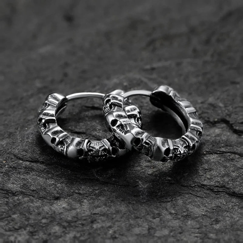 Huitan Skull Hoop Earrings – Unisex Hip Hop Fashion Hoop Earrings Vue