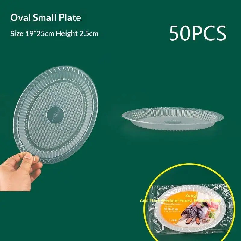 50PCS Disposable Circular Fruit Plates Transparent Plastic Snack Plates Plates Multifunctional Food Home Kitchens〔CC11〕 Vue Oval 9inch