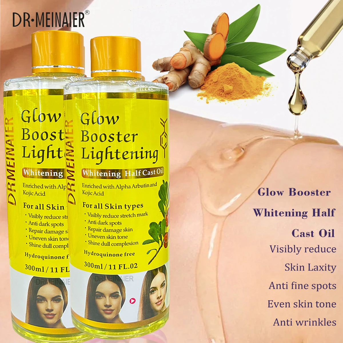 200ml Alpha Arbutin And Kojic Acid Whitening Serum Glow Booster Cast Oil Reduce Stretch Mark And Dark Spots Repair Damage Skin Vue