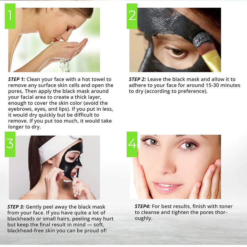 Bamboo Charcoal Blackhead Mask - Peel-Off Mask Containing Ascorbic Acid and Hyaluronic Acid, with Moisturizing and Oil-Controlling Properties, Can Cleanse the Skin. Vue
