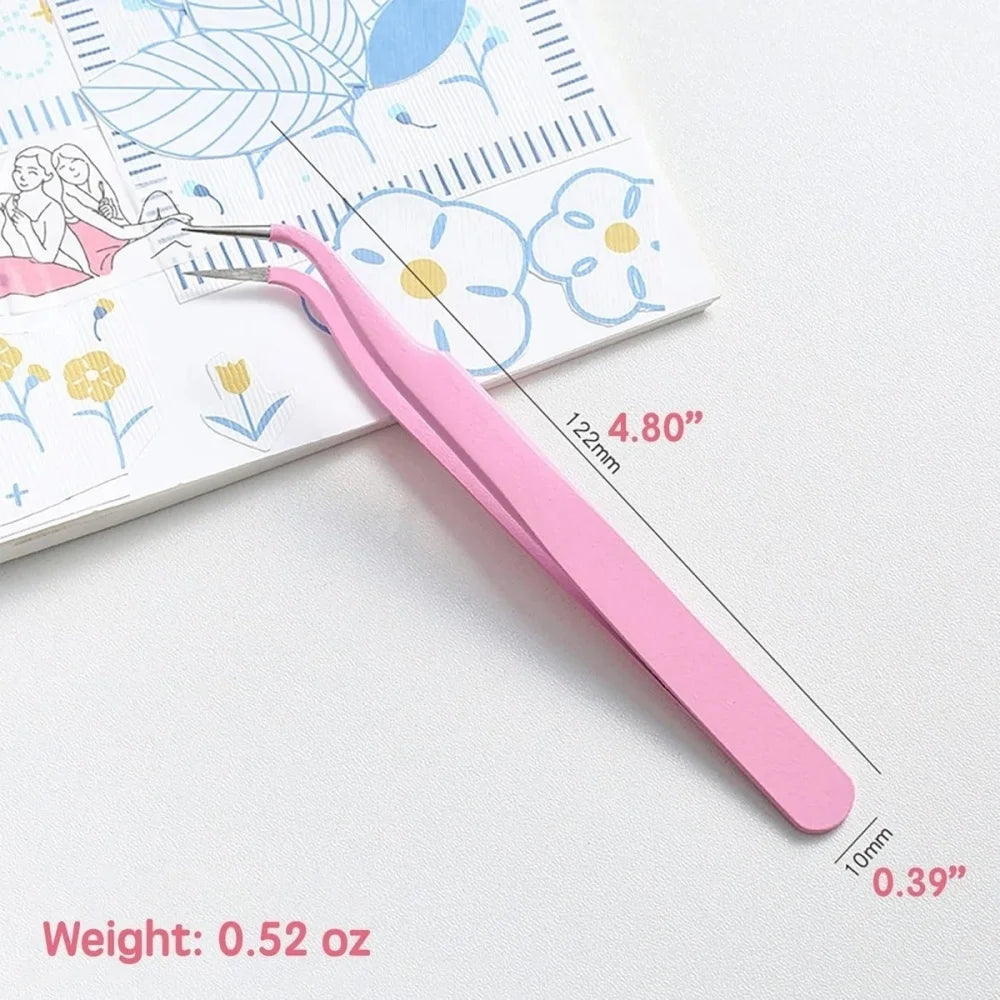 Stainless Steel Straight Curved Eyelash Tweezers Lash Clip for False Lashes Double Eyelid Tape Nail Rhinestone Pick Makeup Tool Vue