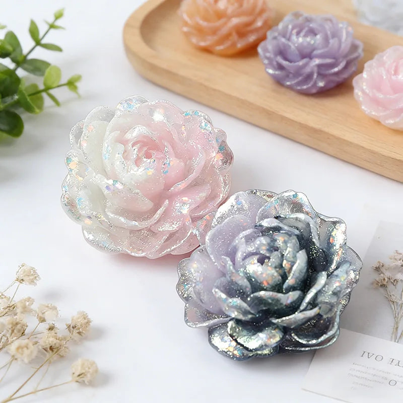 5-Piece Set UV-Coated Peony Decorative Accessories Glowing Flashing 36mm for Holiday Decoration DIY Phone Enhanced Visibility Vue