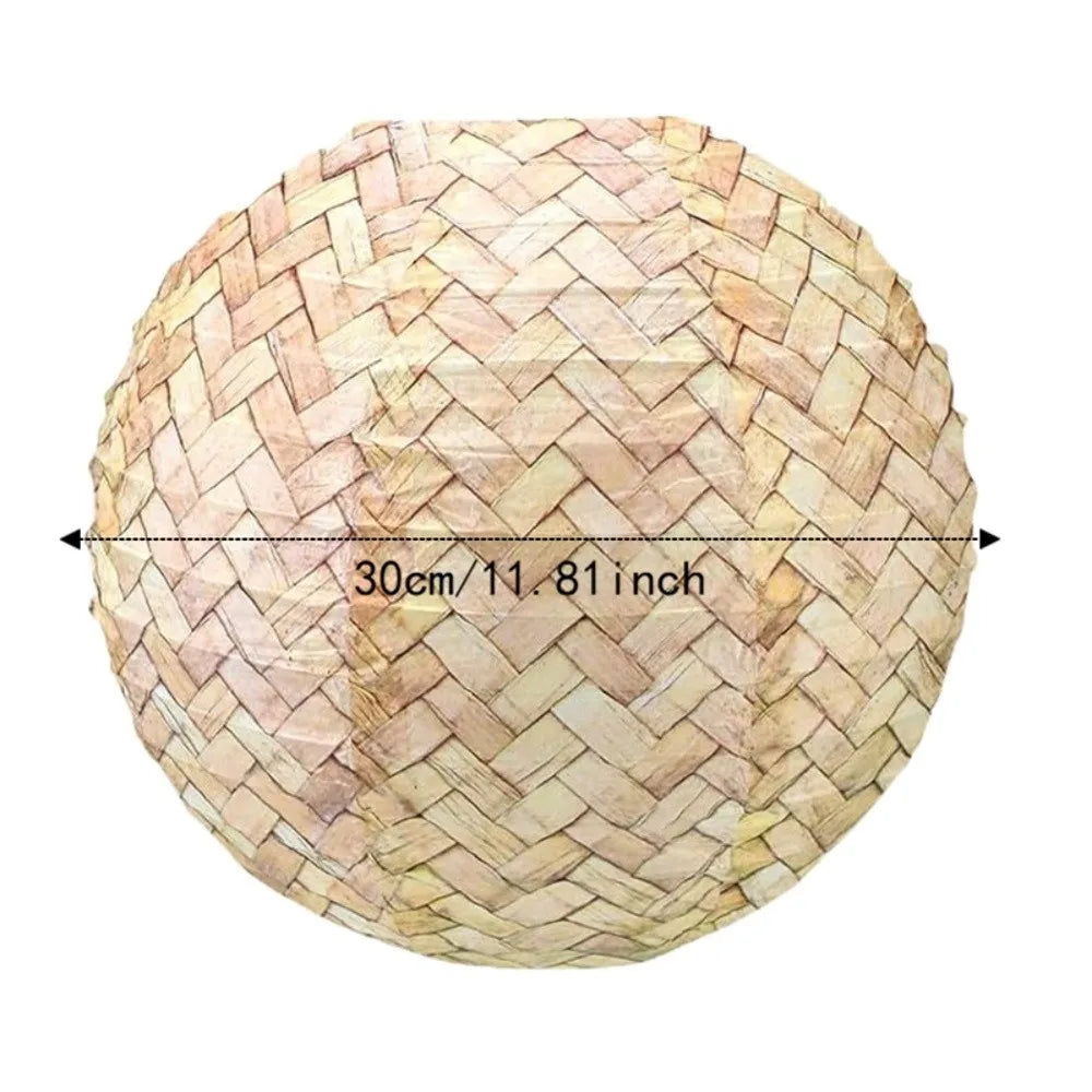 Imitation Bamboo Woven Round Paper Lanterns Foldable Rustic Hanging Lanterns Handmade Hanging Lamp Ball Garden Party Vue