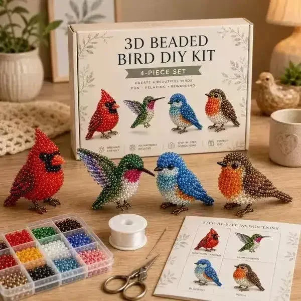 3D Animal Bead Craft Kit – Cow, Deer, Owl & Red Panda DIY Set DIY Bead Craft Kit Vue A1
