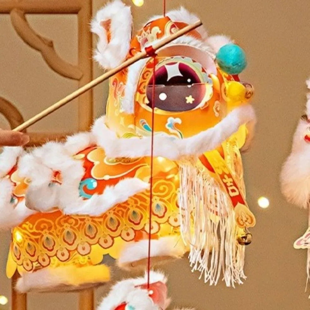 Lion Dance Mid-Autumn Festival Lantern PVC DIY Material Package Chinese Style Lantern Ancient Style with Tassel Handheld Lantern Vue