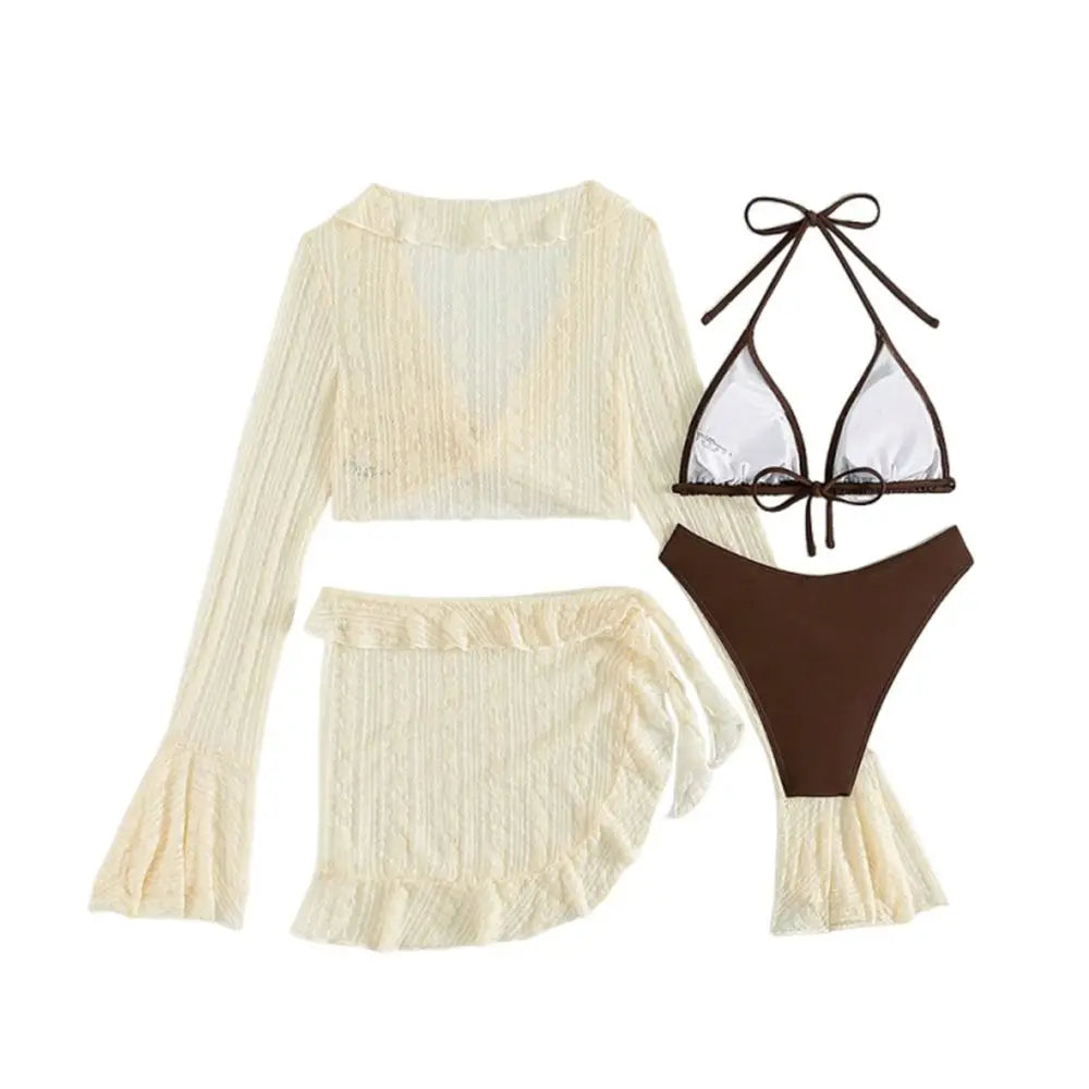 Fashion Summer Women Swimsuit Long-sleeve Casual Bikini Vacation Vue