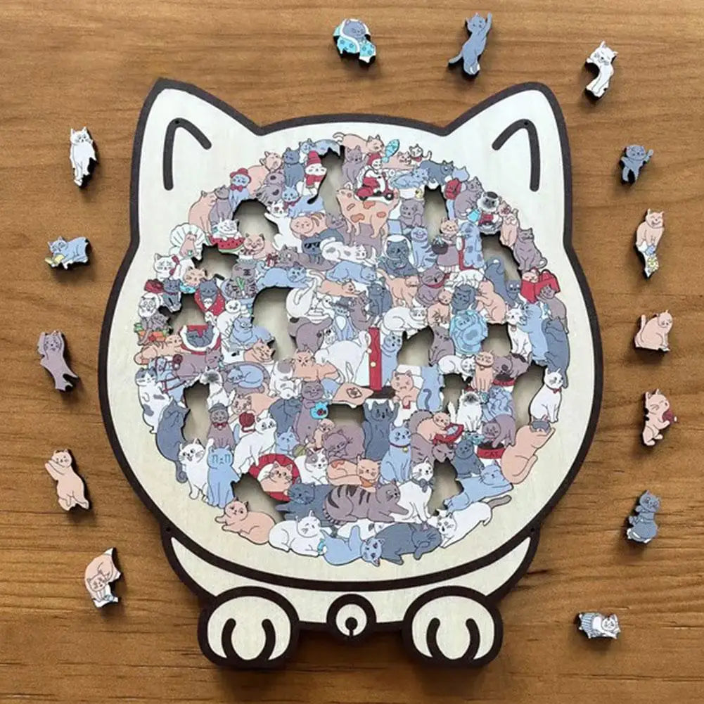 75 Piece Cat Shaped Wooden Puzzle DIY Animal Shape Wood Puzzle For Cats Lovers Home Decor Toys Vue