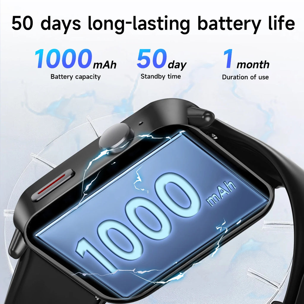 NEW Sport Smartwatch for Android&IOS Bluetooth Call Voice Assistant 1000mAh Large Battery Music Control Men Women Christmas Gift Vue