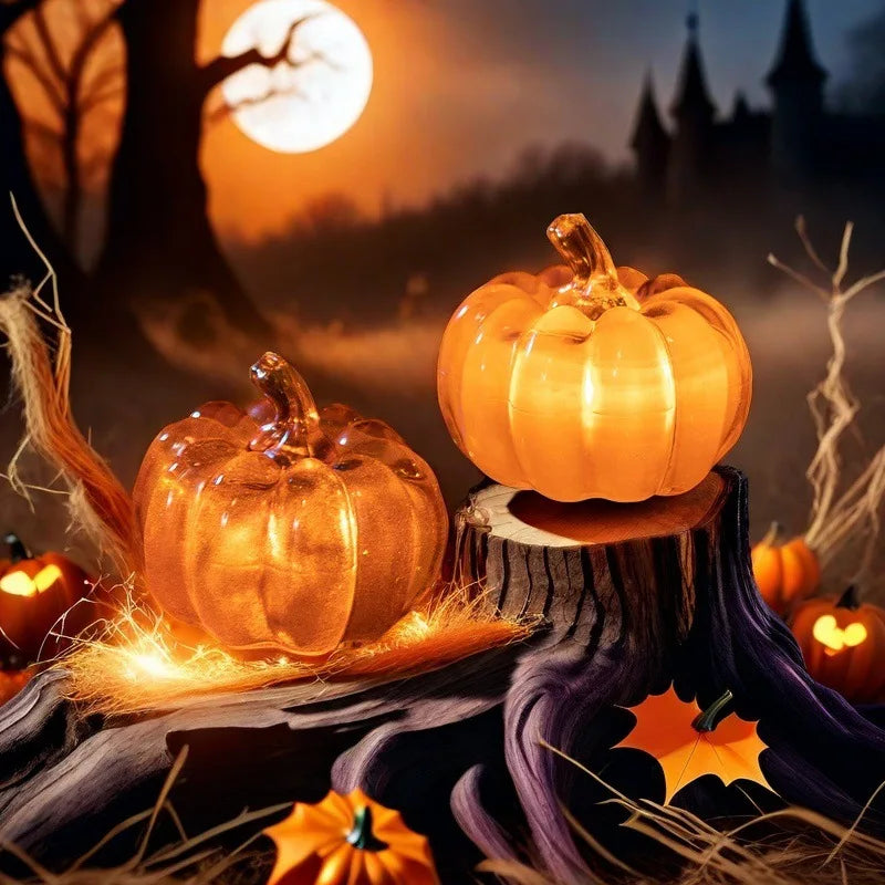 1-10PCS Halloween LED Pumpkin Light Plastic Ornament Tabletop Decor Flashing Glow Lamp for Ghost Party Festival Supply Vue
