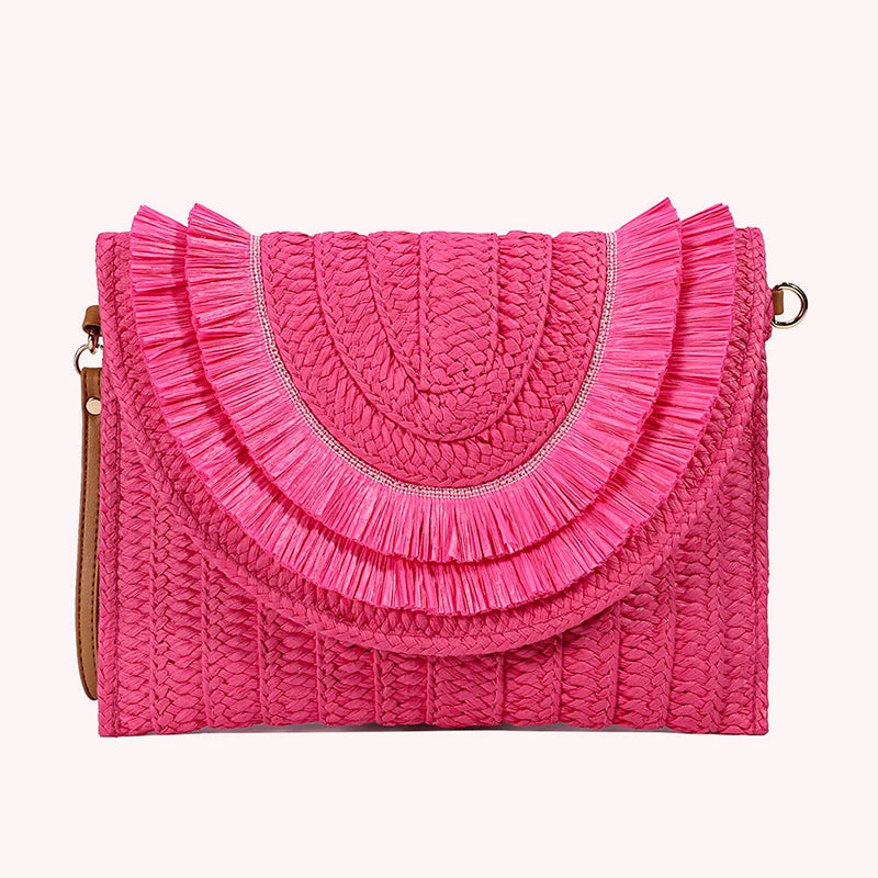 Raffia Straw Weaven Bags Fashion Ladies Wrist Clutches Summer Women