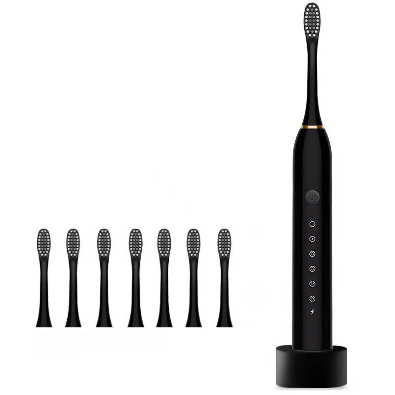 Ultrasonic Electric Toothbrush Rechargeable USB with Base for Adults 6 Modes Sonic Toothbrush IPX7 Waterproof Travel Box Holder Vue black type 3