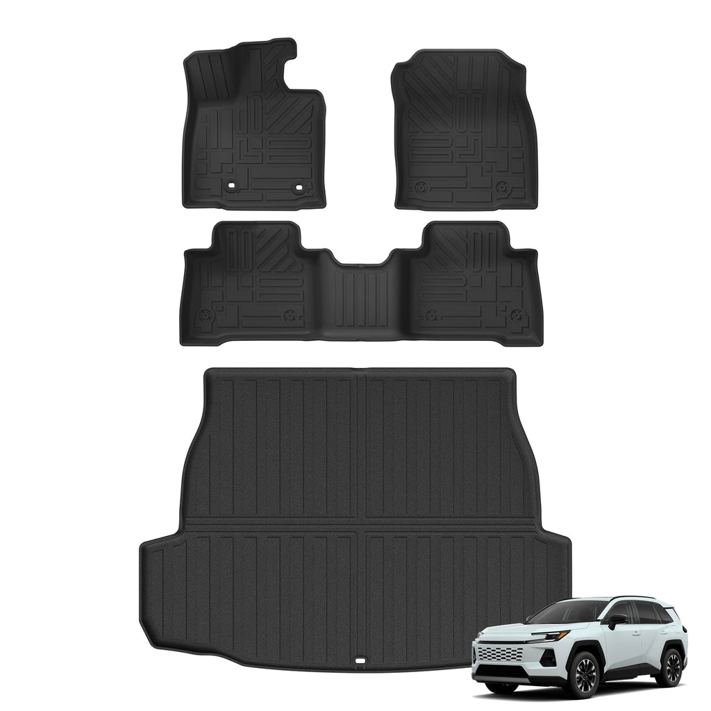 Smabee Left Drive for Toyota RAV4 Hybrid 2026 Car Floor Mats Cargo Trunk Pad TPE 3D Waterproof All Weather Accessories Black Vue hybrid LHD 4PCS