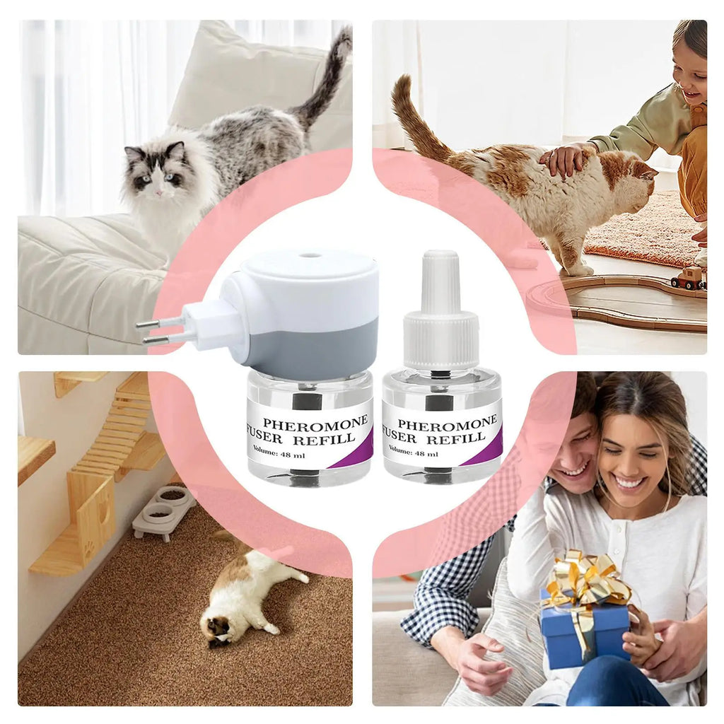 US/EU/UK Pheromone Diffuser To Calm Cats Calming Pheromone Diffuser For Calm Relaxing Home Indoor Cat Calming Aid Supplies Vue