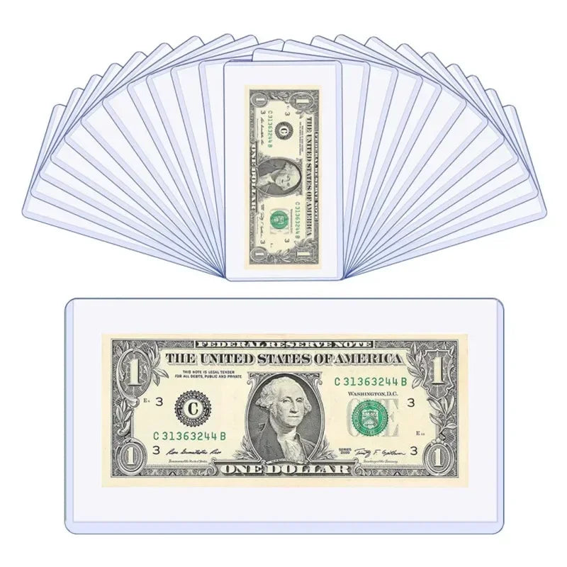 5/10Pcs Clear Hard Plastic Sleeve Clip Paper Money Notes Bills Holder 110*205MM Vue 5pcs