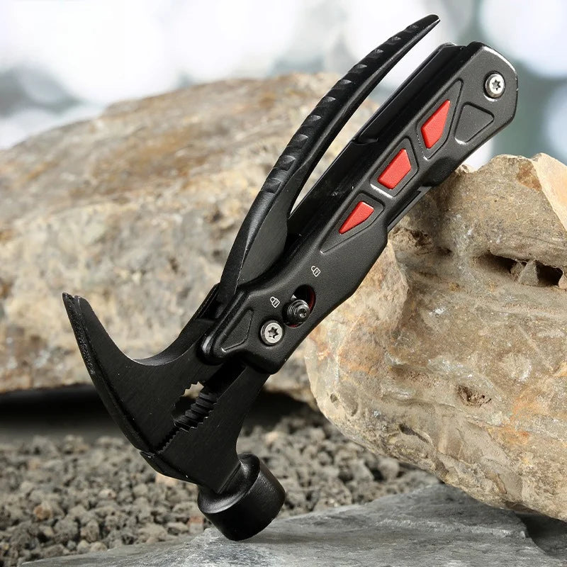 New Outdoor Multifunctional Claw Hammer Window Breaking Stainless Steel Multifunctional Clamp Hammer Campground Nail Hammer Tool Vue