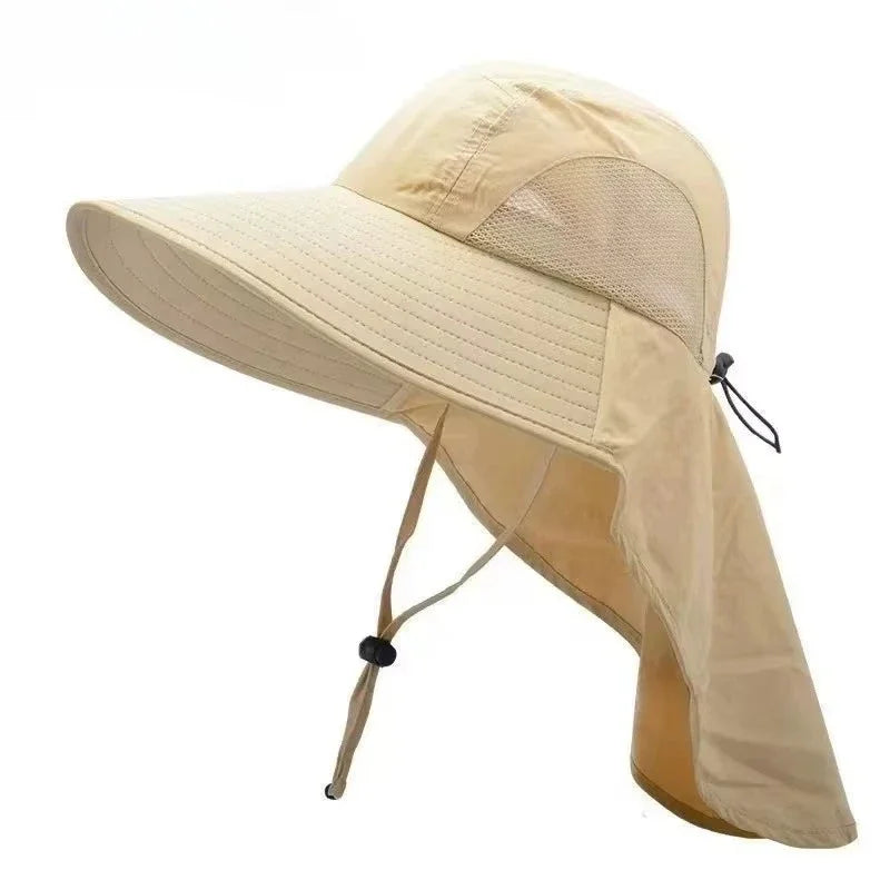 1/2/4PCS Sun Protection Bucket Hat for Men Wide Brim Fishing Cap with Neck Shade Face Flap Lightweight Summer Hiking Camping Vue Khaki-1PC
