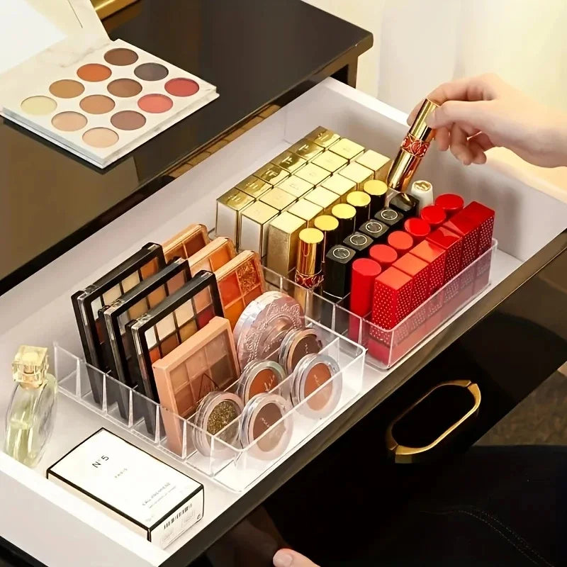 7 Grid Makeup Tools Storage Box Acrylic Makeup Palette Organizer 7 Section Divided Lipstick Eyeshadow Palette Storage Organizer Vue