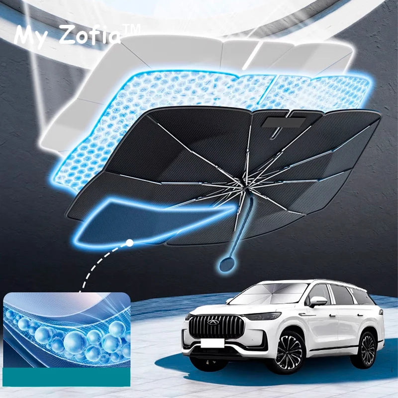 For Chery Tiggo 9 Jaecoo J8 2023 2024 2025 Car Windshield Sunshade Foldable Umbrella amry Front Heat Insulation Accessories Vue