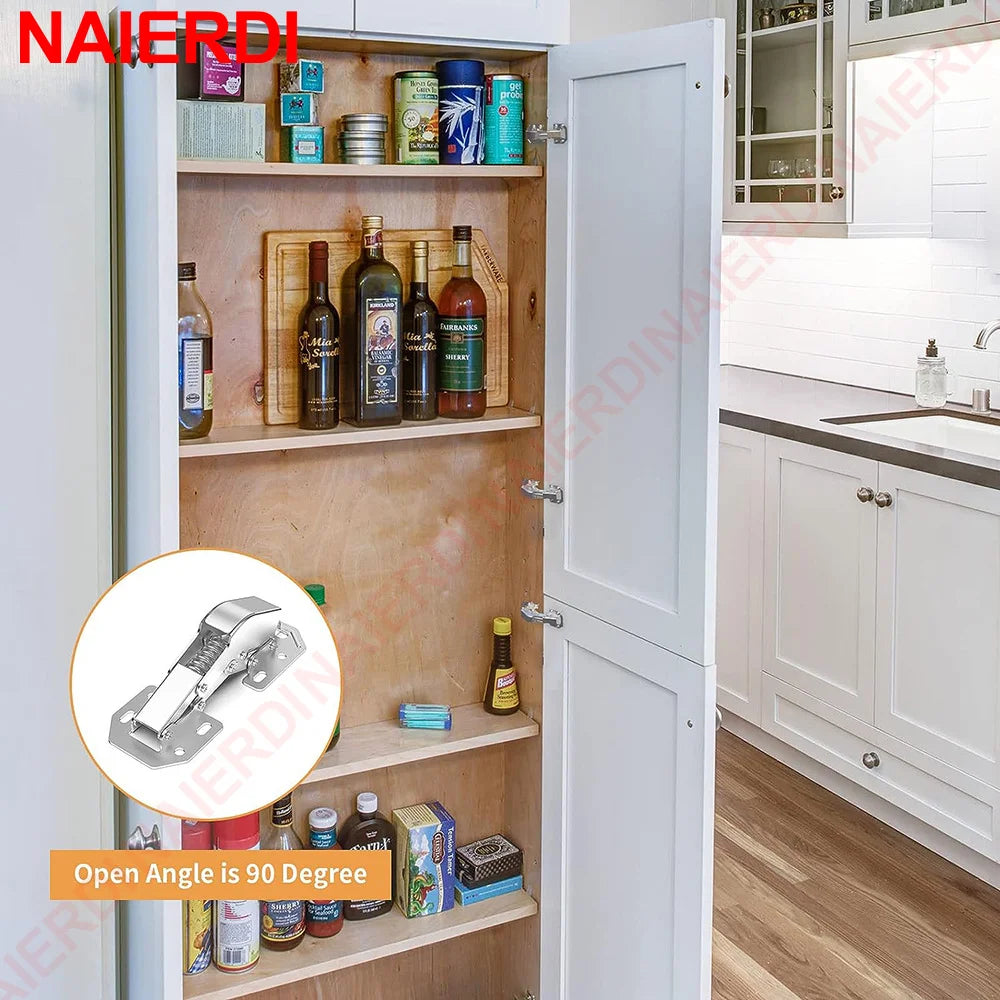 NAIERDI 4 Pack 90 Degree Soft Close Spring Hinges,No Pre-drilled Noiseless Hidden Concealed Cabinet Hinge Furniture Hinge Vue