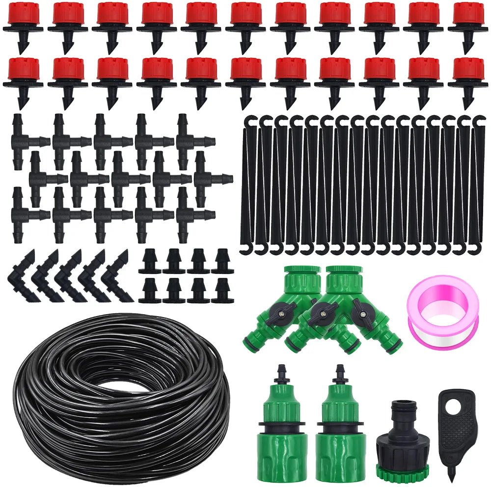 5-20M Micro Drip Irrigation System Kit Adjustable Drippers Nozzles for Garden Patio Lawn Plant Watering Automatic Sprinkler Vue