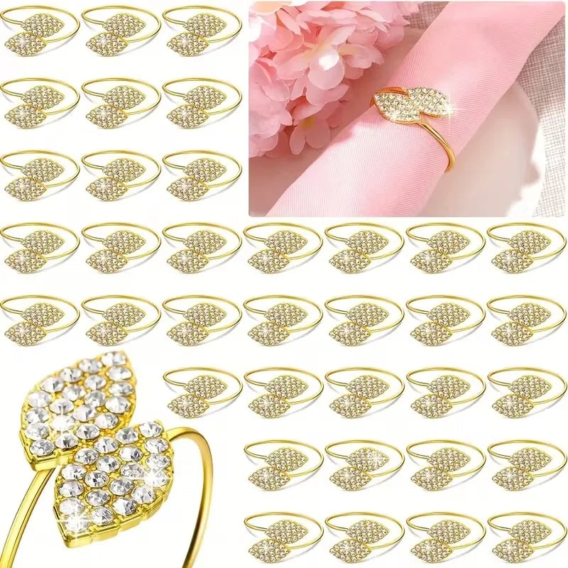 1-20PCS Two Leaf Clover Shape Napkin Rings DIY Wedding Party Hotel Banquet Table Napkin Holder Decoration Accessory Rustic Vue
