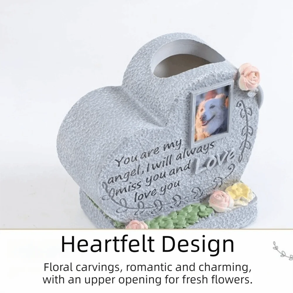 Pet Cemetery Weatherproof Pet Grave Marker Waterproof Durable Pet Memorial Stone Photo Frame Design Dog Headstone Gift Vue