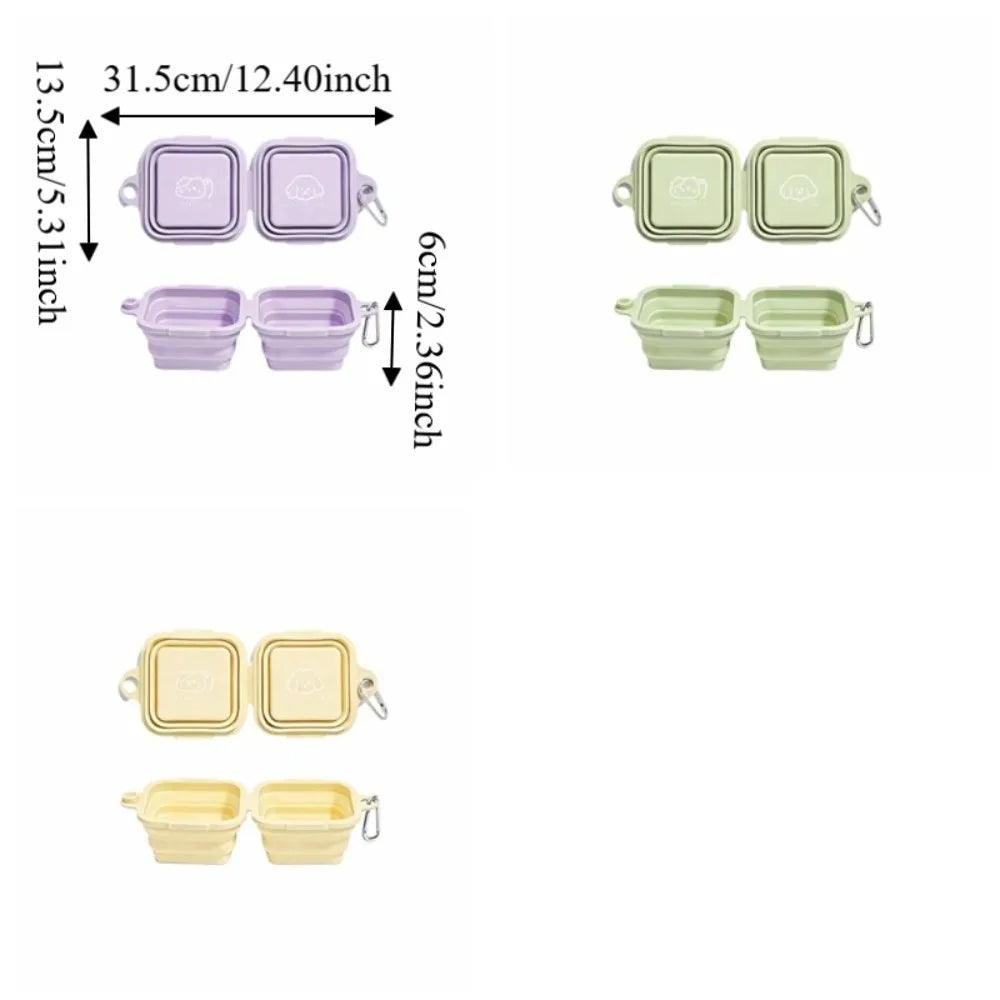 2-in-1 Silicone Folding Pet Bowl Leakproof Dual Bowl Cat Water Bowl Large Capacity Thickened Feeder Bowls Dog Feeding Vue