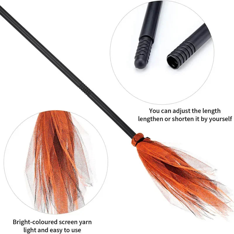Halloween Party Witch Broom Kids Plastic Cosplay Flying Broomstick Props For Masquerade Halloween Cosplay Costume Accessories Vue