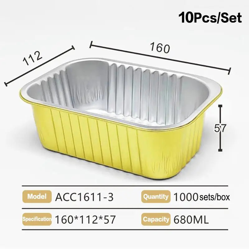 CC11Aluminum Foil Lunch Box Gold Sealed Disposable Takeaway Packaging Vue A4