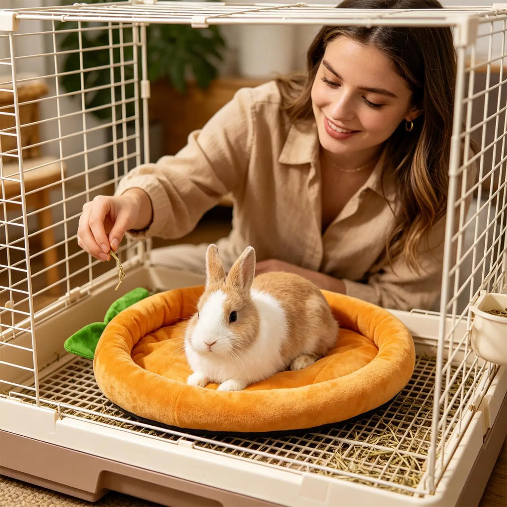 Carrot Shape Sleeping Mat Bunny Bed Soft Warm Rabbits Bed Carrot Shape for Pet Chinchilla Guinea Hedgehog Indoor Outdoor Couch Vue