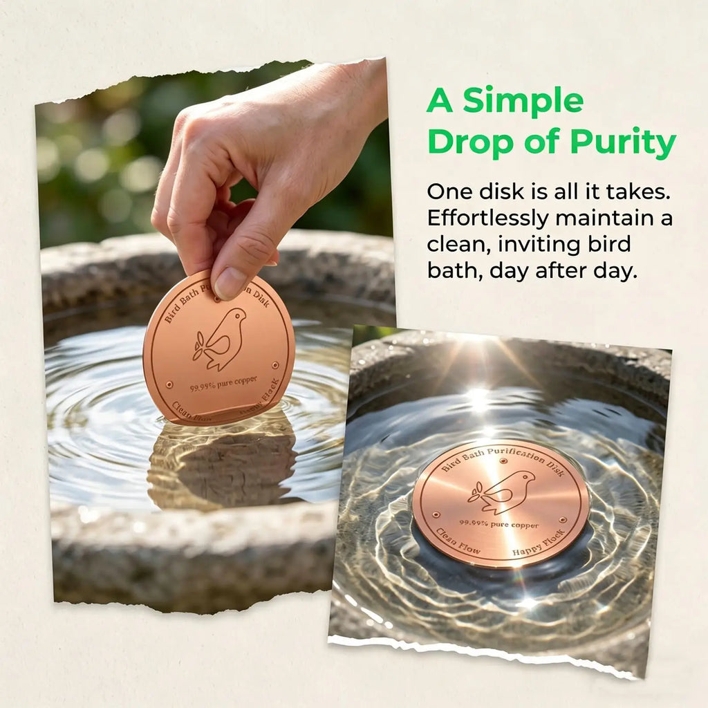Copper Bird Bath Disc Triple-Point Support Birdbath Water Plate Cleaner Copper Cleaning Discs for Outdoors Porch Courtyard Vue