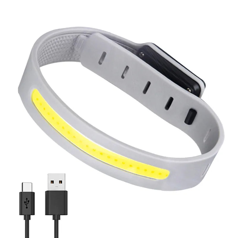 LED Night Running Wrist Guard Light Outdoor Camping COB Charging Light Sports Running Cycling Light Flashlight Built-in Battery Vue 01YPD-gray